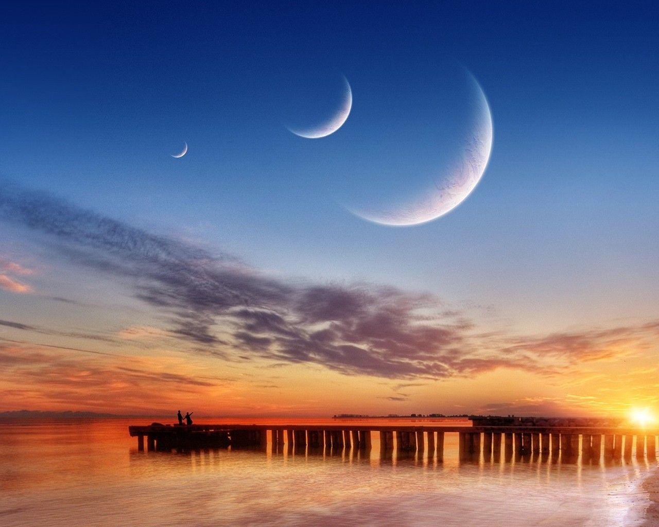 1280x1024 Three Moons Sky 1280x1024 Resolution HD 4k