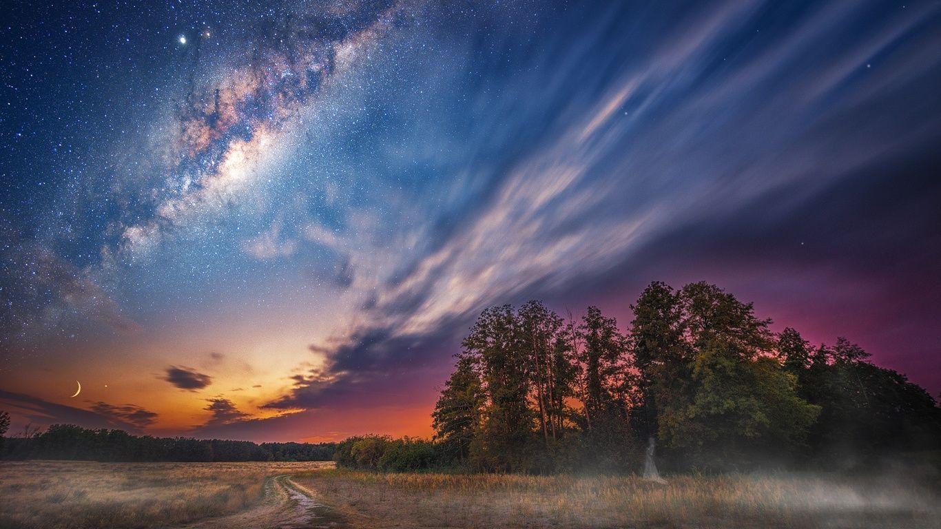 1366x768 Milky Way Night Sky Stars 1366x768 Resolution HD 4k