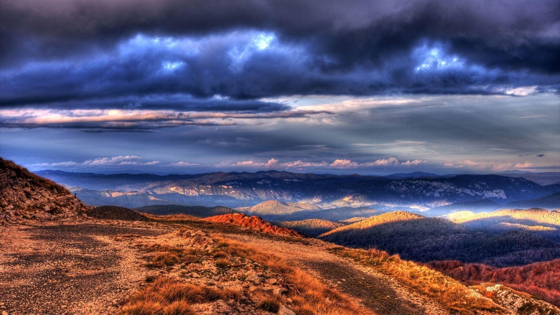 1920x1080 Download Wallpaper 1920x1080 Mountains, Evening, Clouds