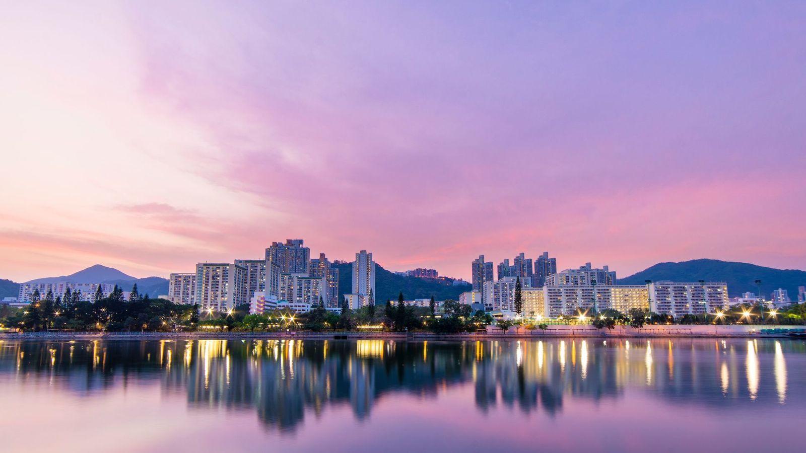 1600x900 City View Morning Sky Wallpaper