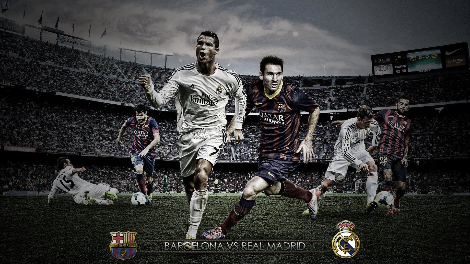 1920x1080 Lionel Messi and Cristiano Ronaldo F.C. Barcelona Real Madrid Football A1 Size Glossy Poster 33 x 24 inch : Canvas35 Ltd.: Amazon.de: Home & Kitchen