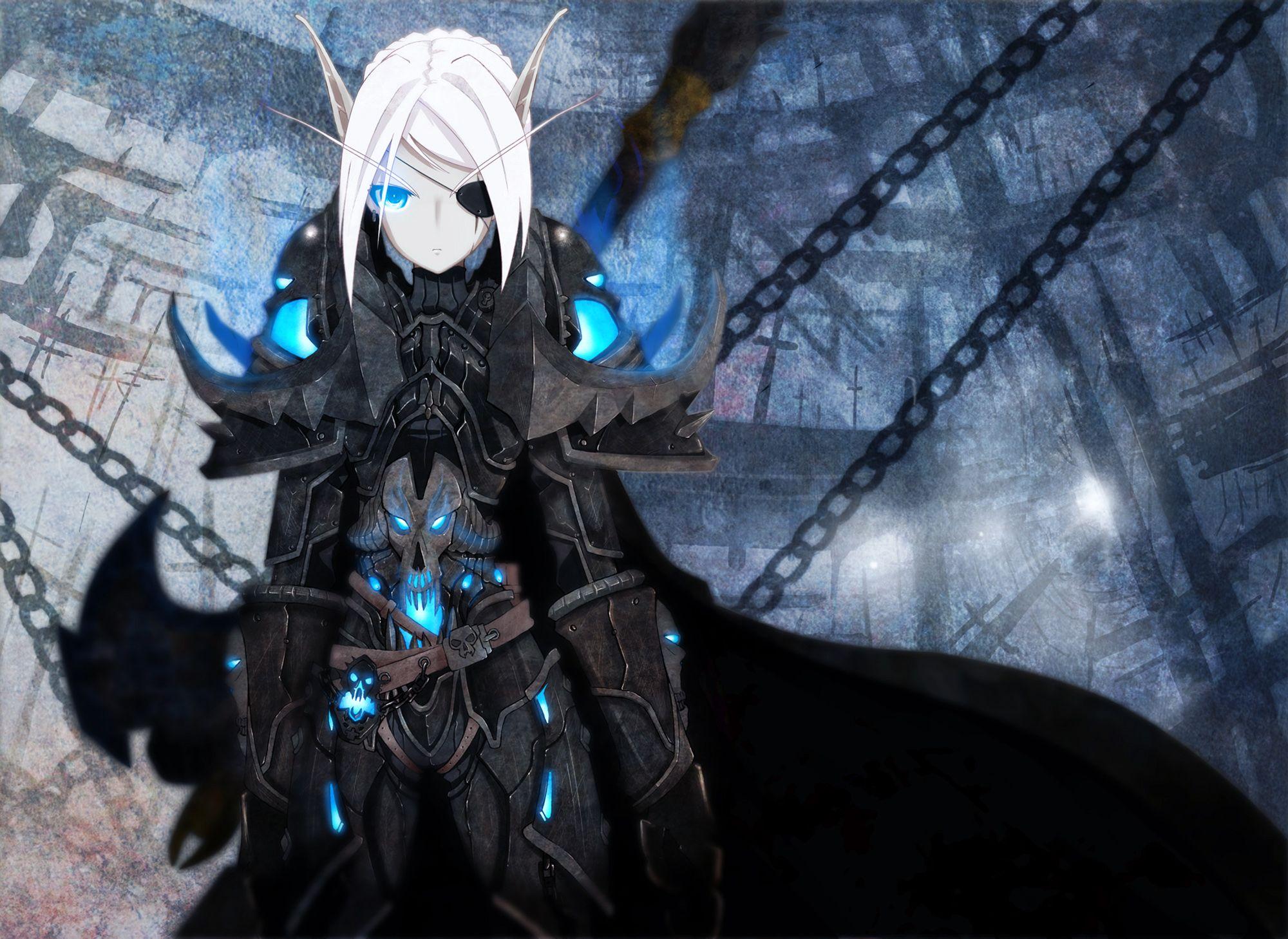2000x1458 World of Warcraft, Blood Elf, eyepatch, death knight, games