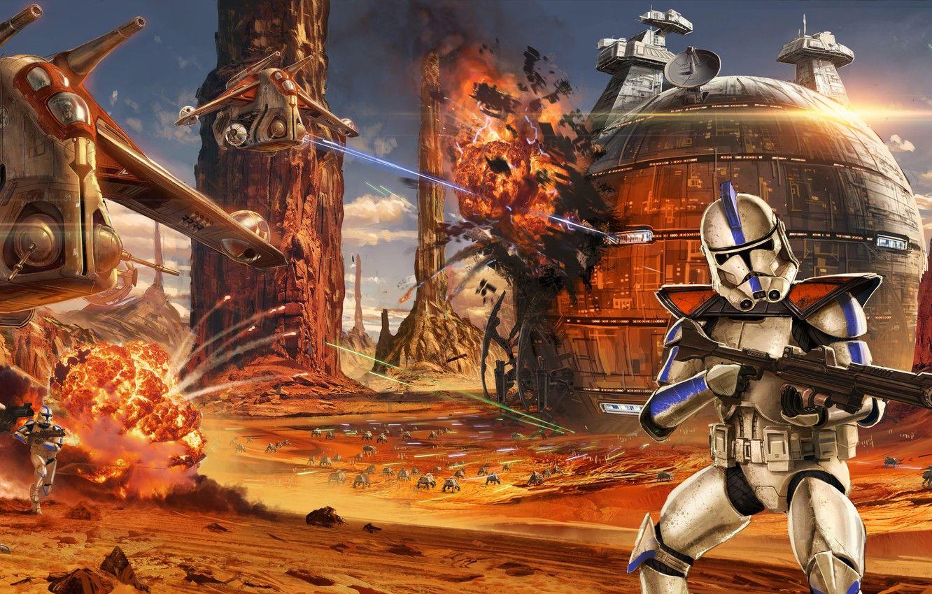 1332x850 Wallpaper Star Wars, art, soldiers, battle, the battle, Star wars, clones, Jude Smith, Battle of Geonosis, Clone troopers image for desktop, section фантастика