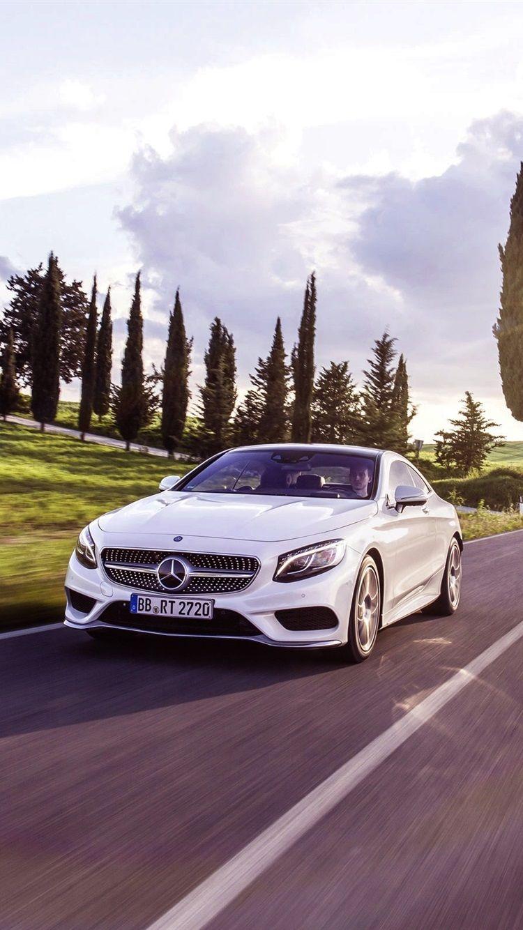 750x1334 Mercedes Benz S Class Coupe White Car In The Road 750x1334