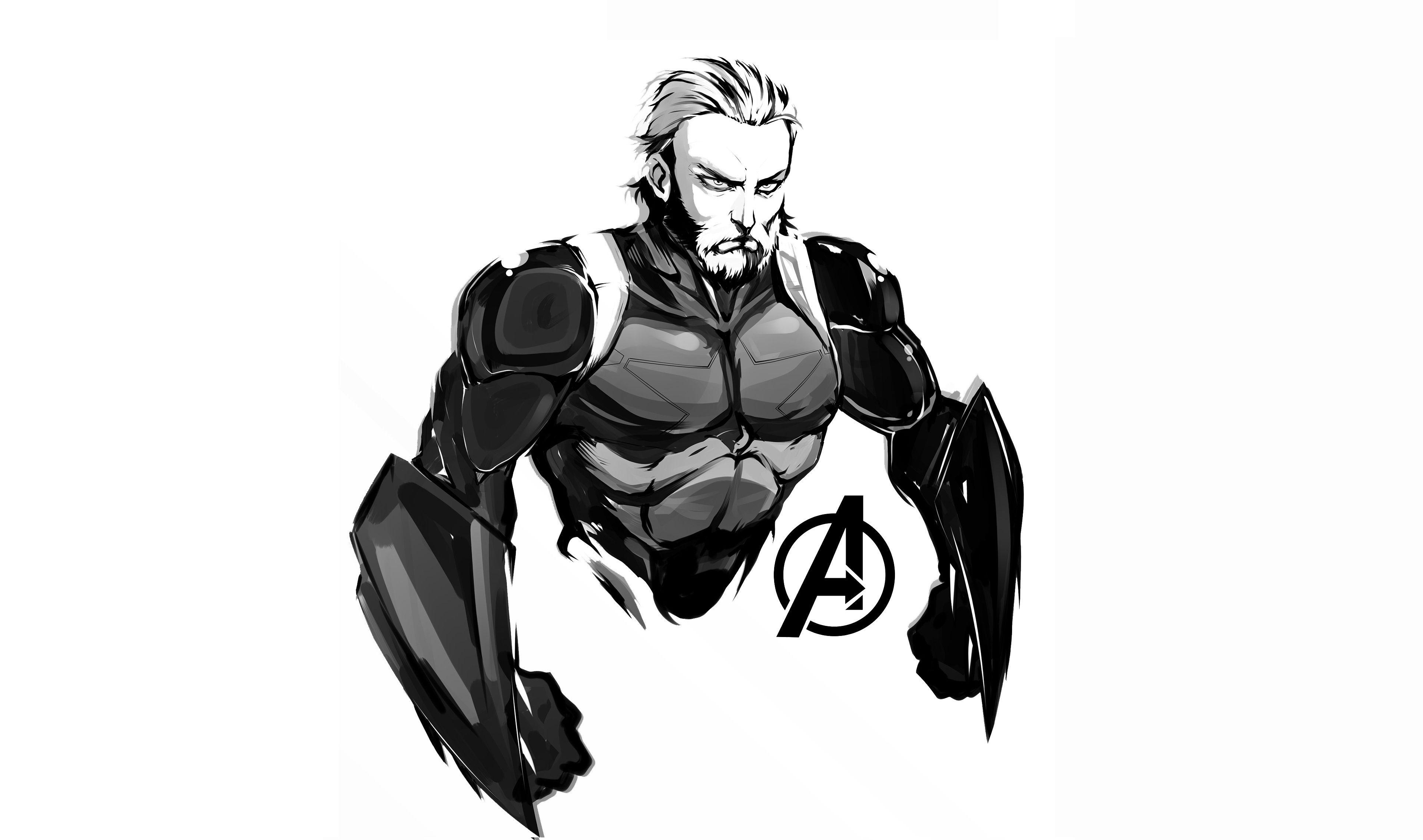 3840x2268 Download 3840x2400 wallpaper steve rogers, black and white