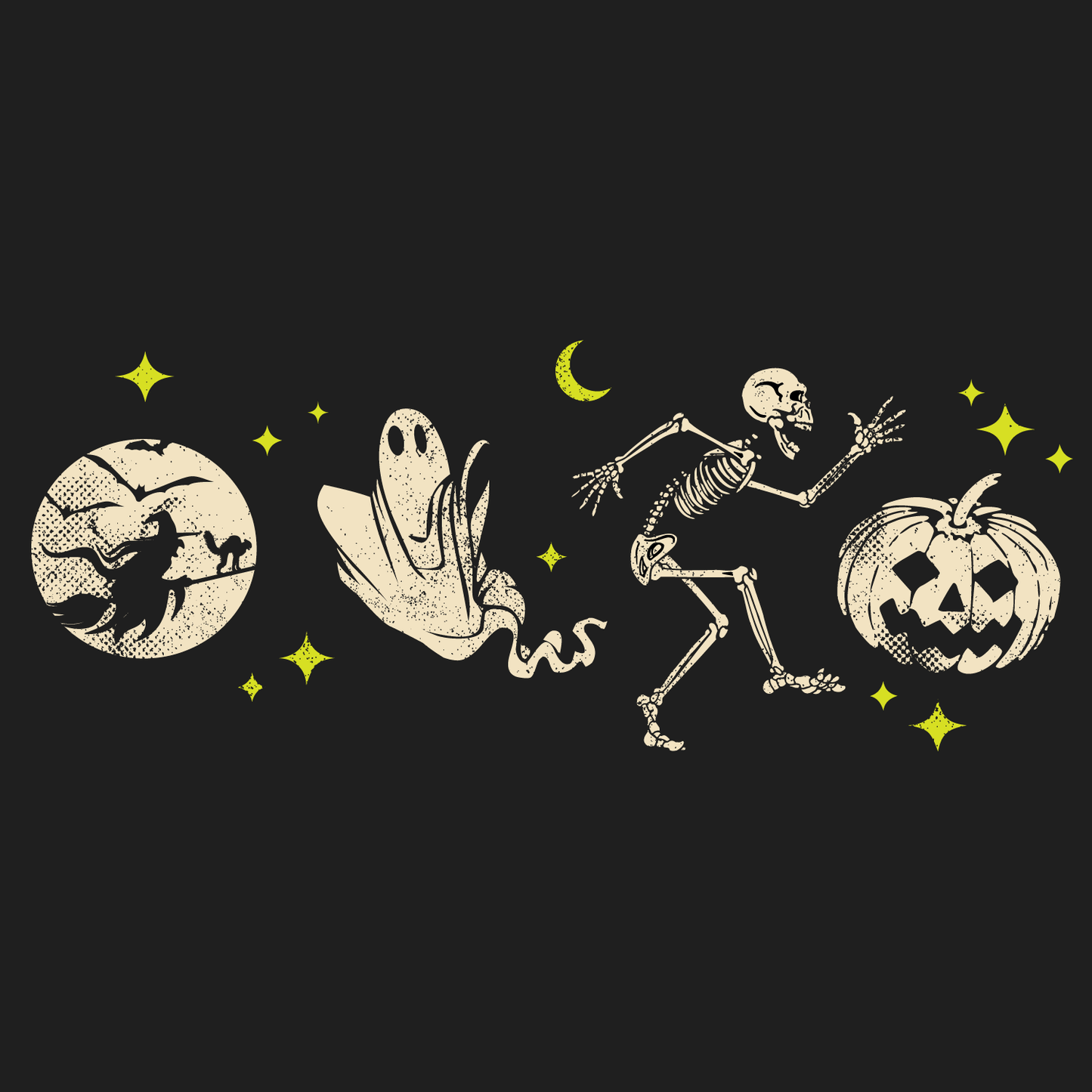 1445x1445 Vintage Halloween Tee. Skeletons