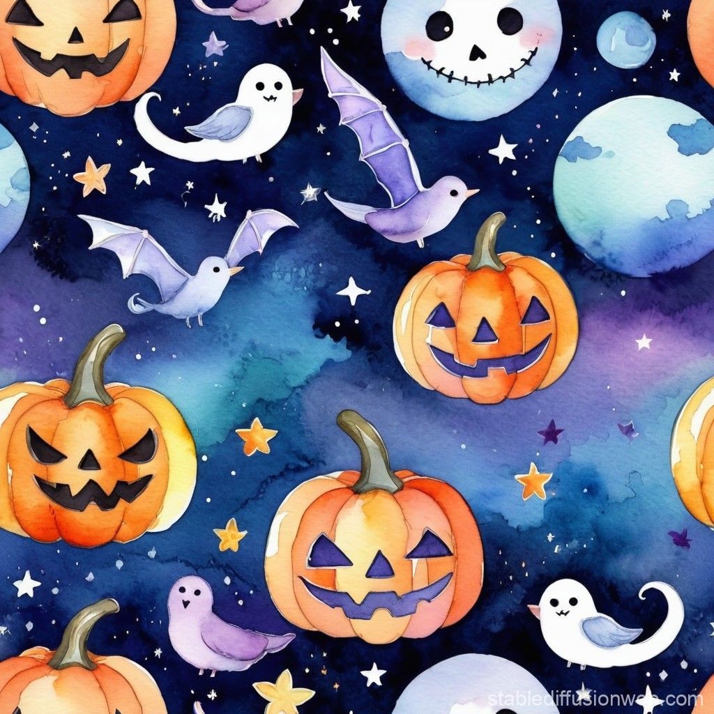 1024x1024 Cute Watercolor Halloween Nursery