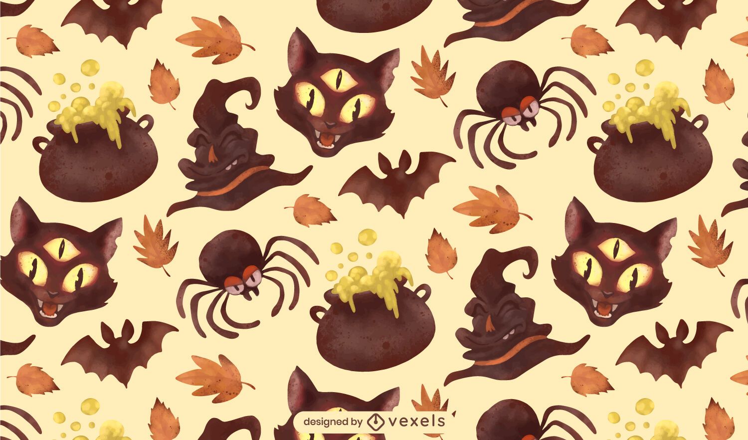 1500x882 Halloween Creepy Watercolor Pattern