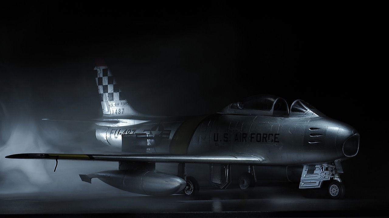 1280x720 F 86 Sabre & American Flag Image