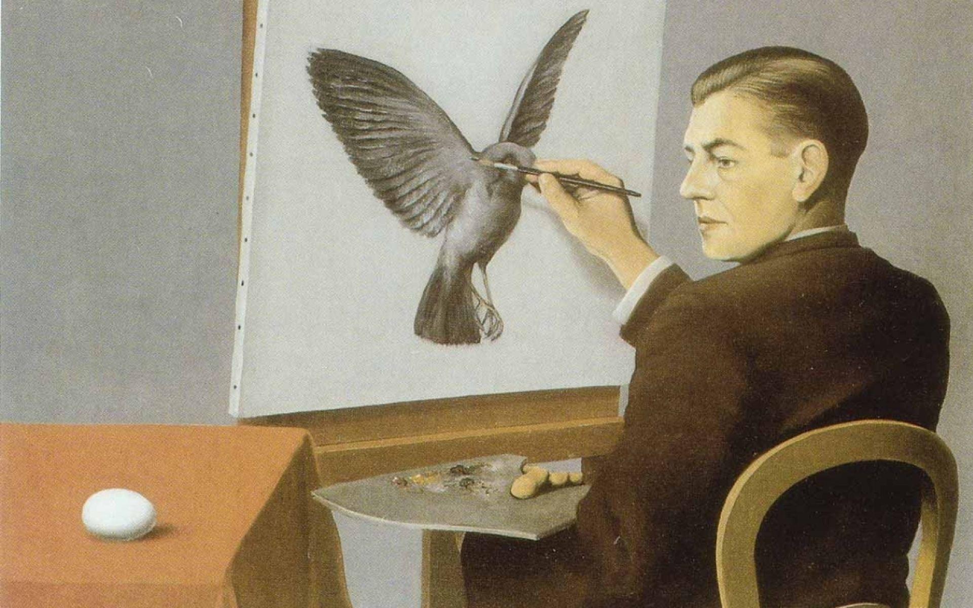 1920x1200 paintings self portrait painters rene magritte wallpaper