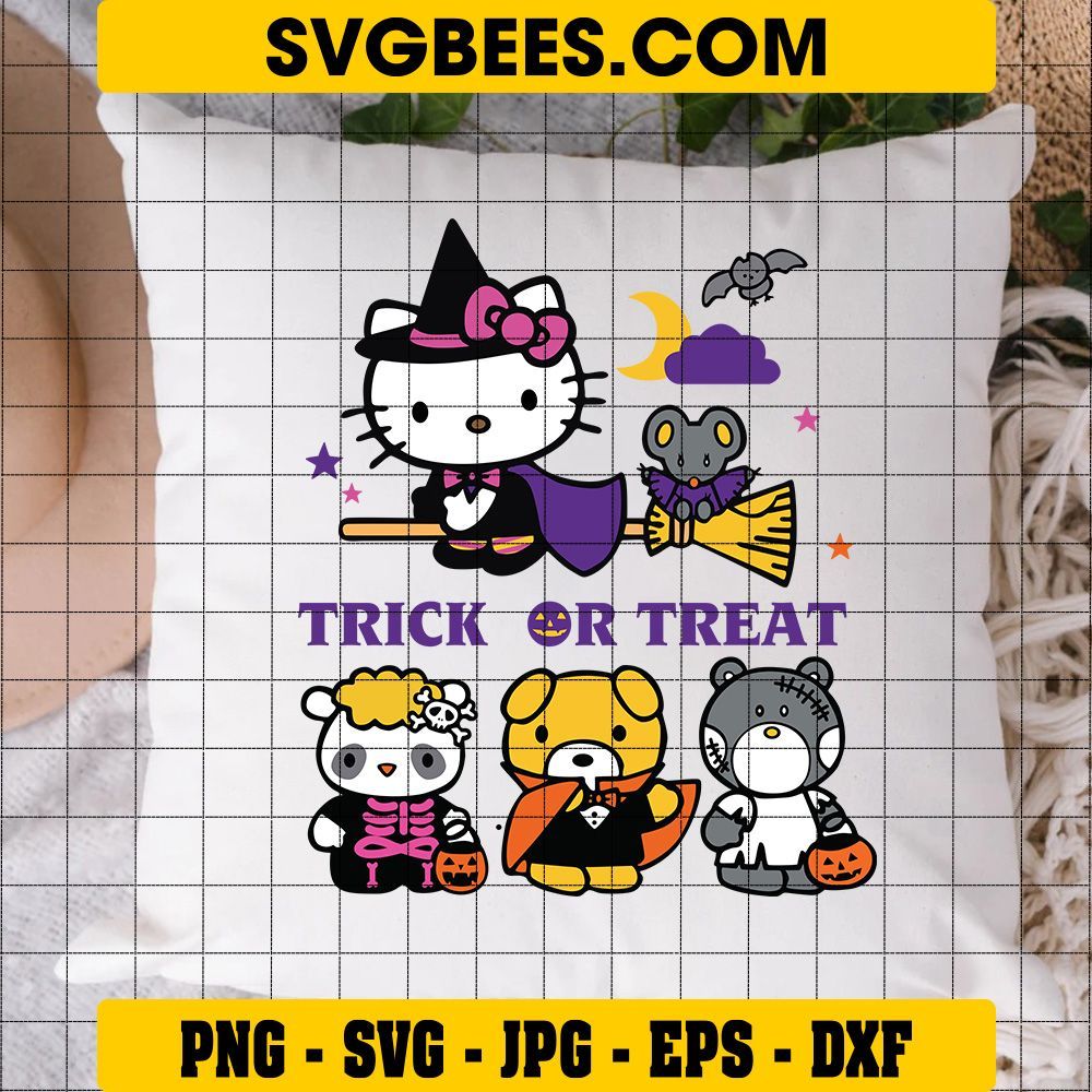 1000x1000 Hello Kitty And Friends Halloween SVG