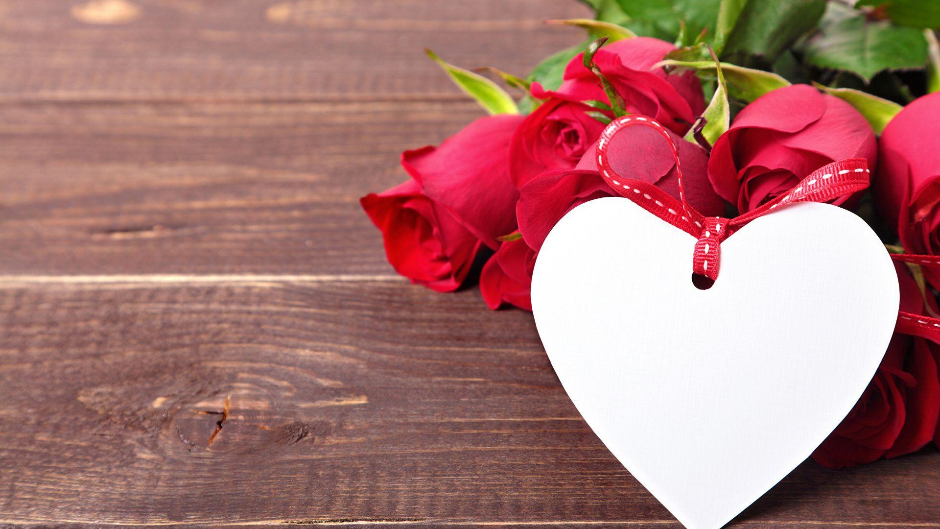 1920x1080 Valentines Day, Wood, Love, Heart, Rose Family Full HD, HDTV