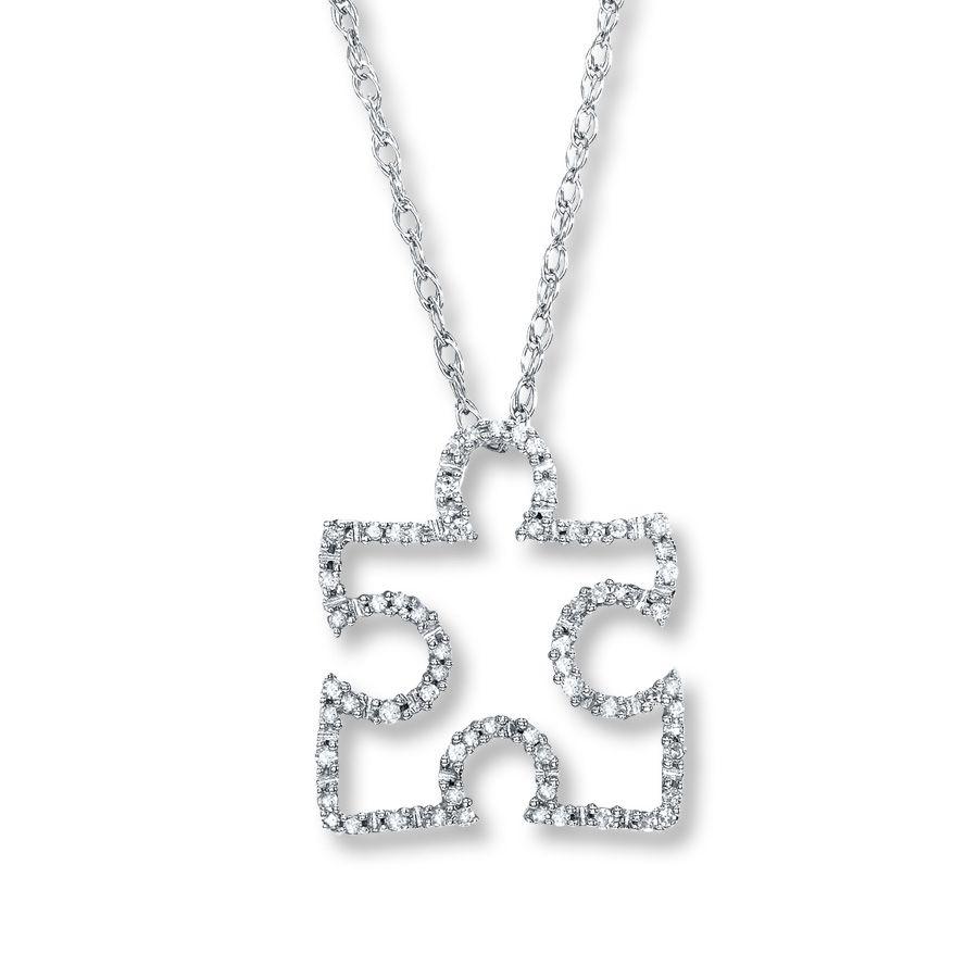 900x900 Autism Puzzle Piece Necklace White Gold Wallpaper
