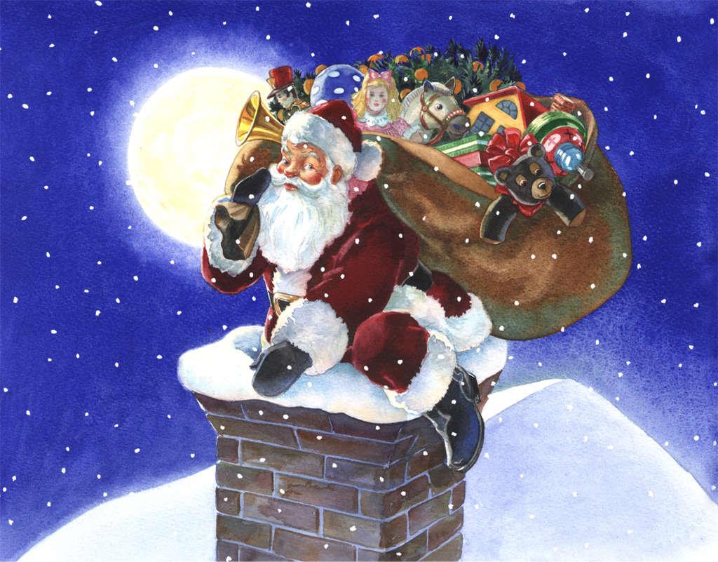 1024x801 Santa Stuck up in the Chimney Wallpaper