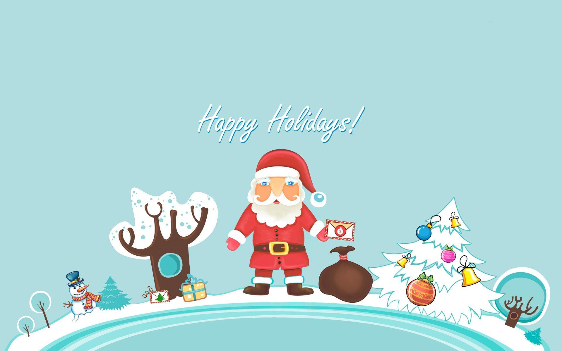 1920x1200 Santa Claus Happy Holidays Wallpaper