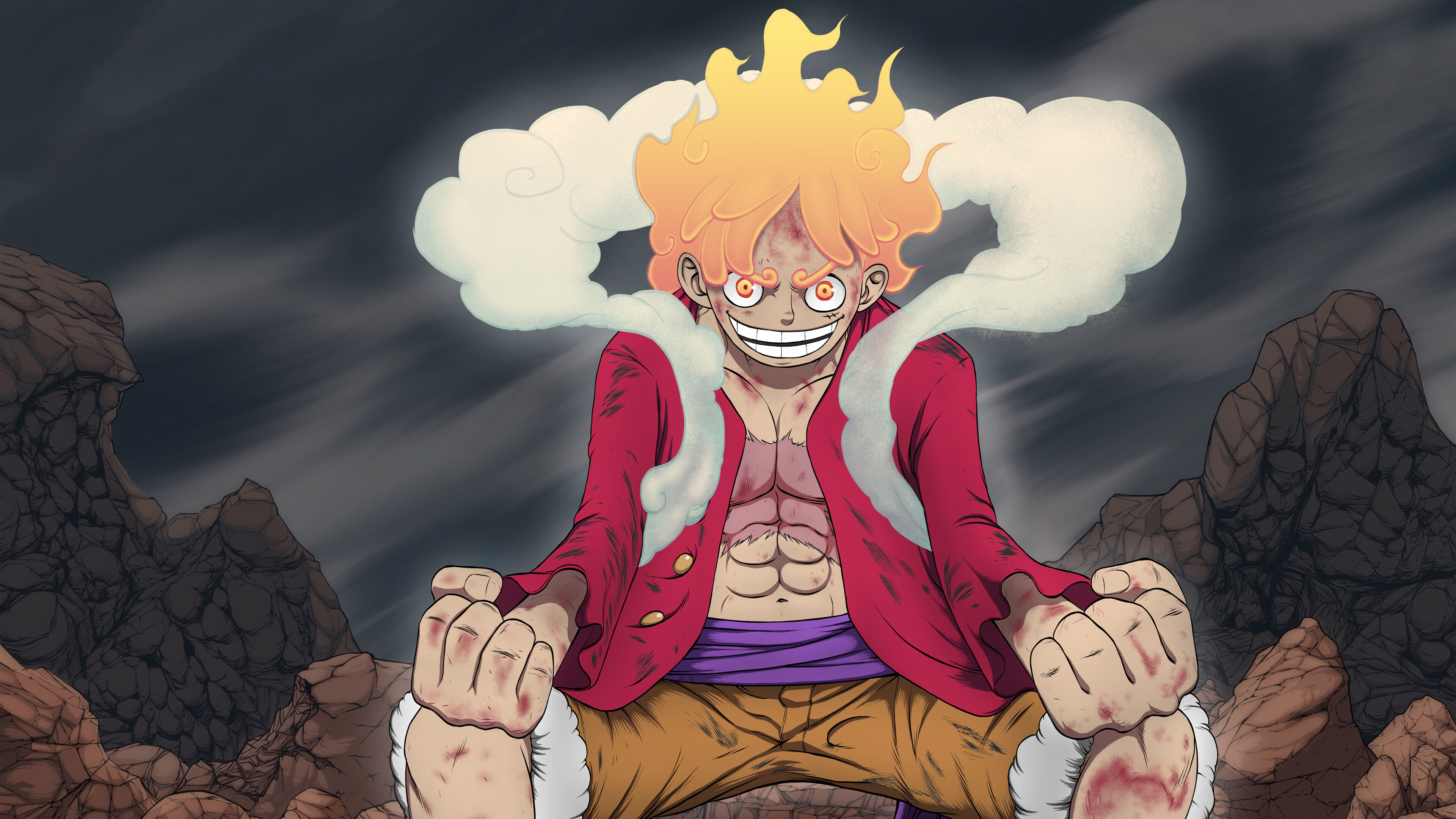 3840x2160 Luffy Sun God Nika Gear 5 One Piece