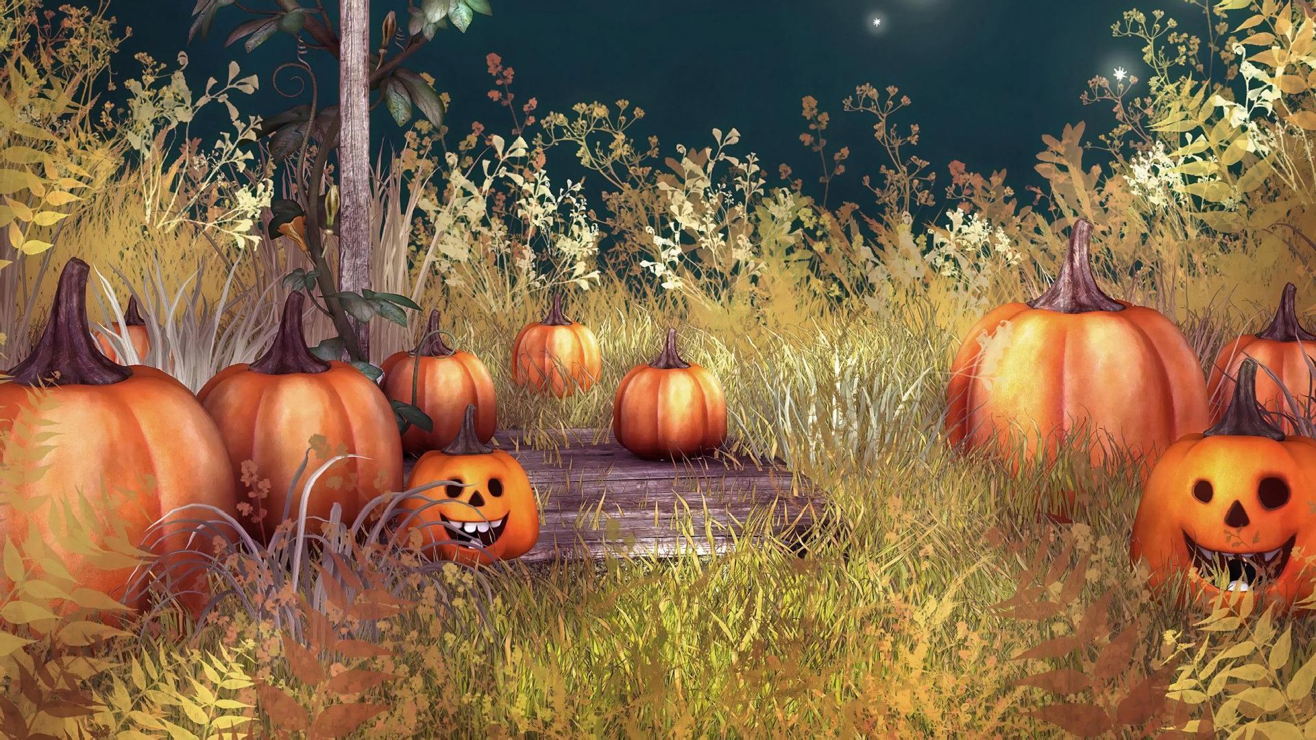 1920x1080 HD desktop wallpaper: Grass, Halloween