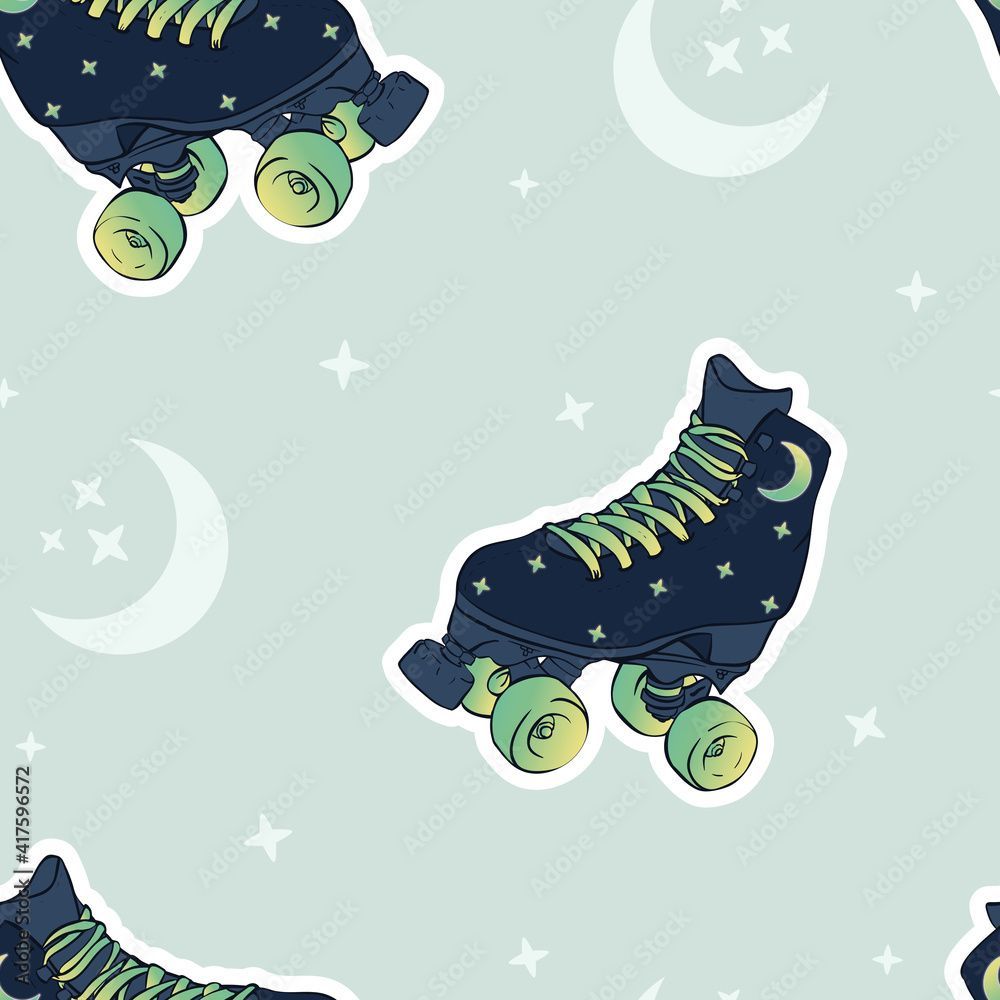 1000x1000 Vector Roller Skates with Fluorescent