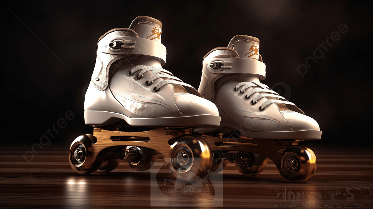 1200x673 Pair Of White And Gold Roller Blades