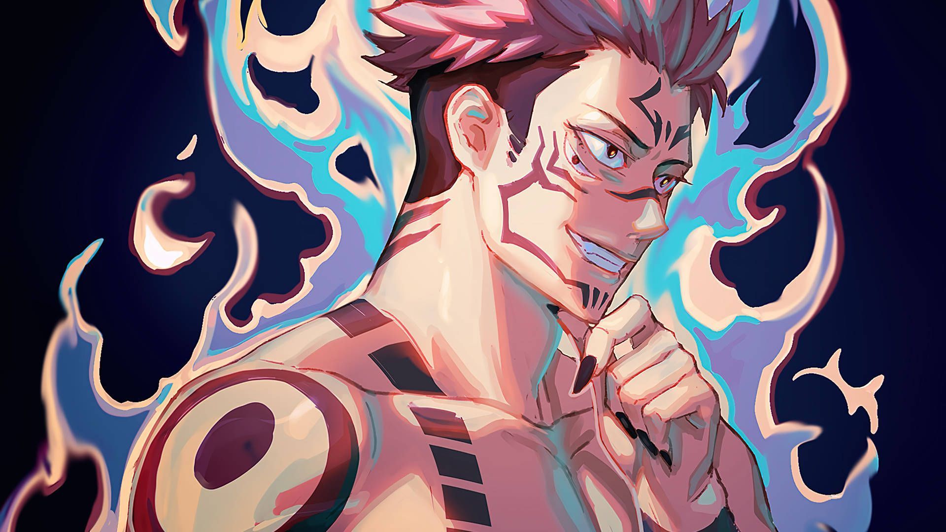 1920x1080 Sukuna Unleashing Icy Flames Wallpaper