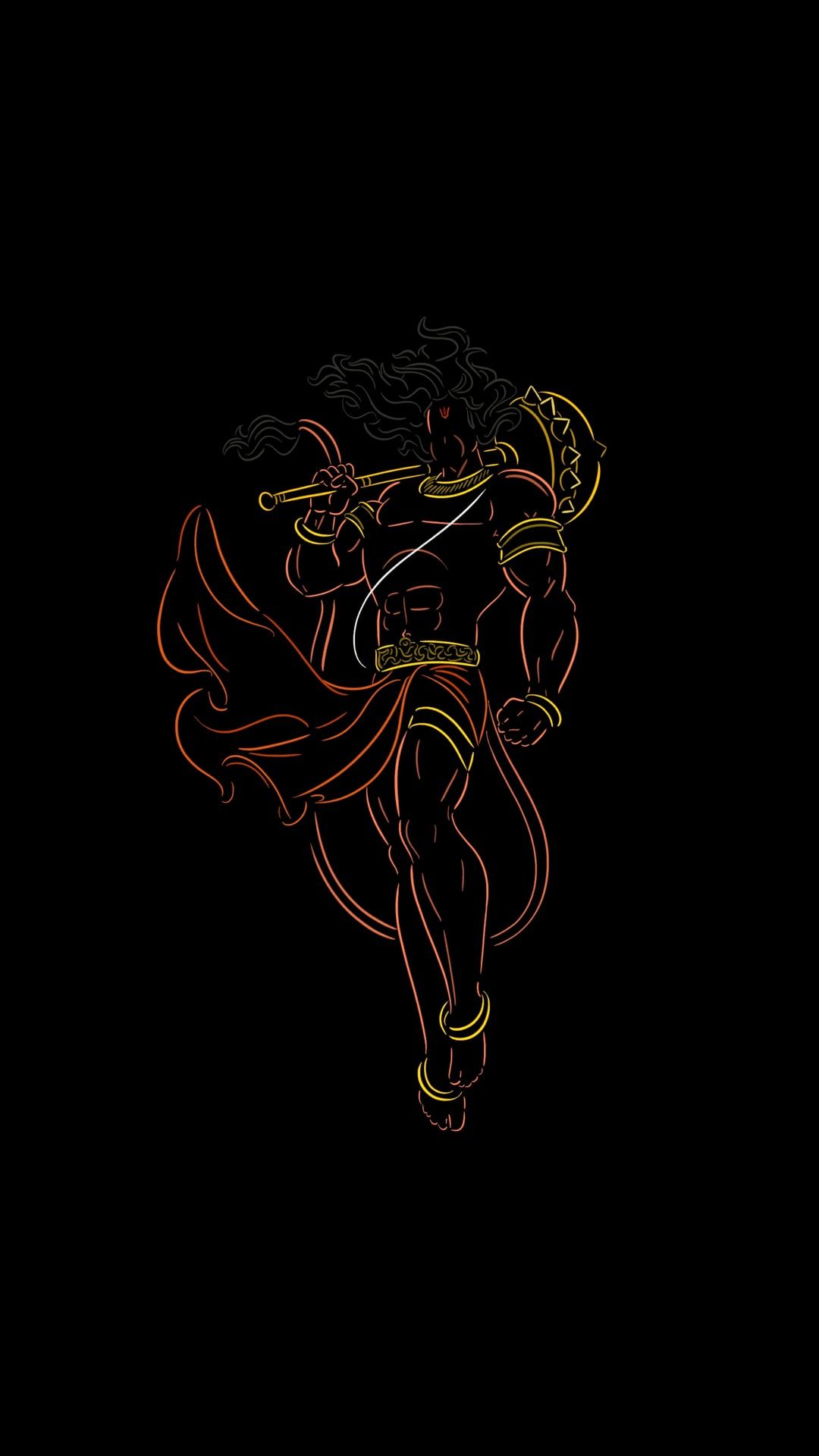 1080x1921 Happy Hanuman Jayanti. Made a minimal wallpaper of Lord Hanuman