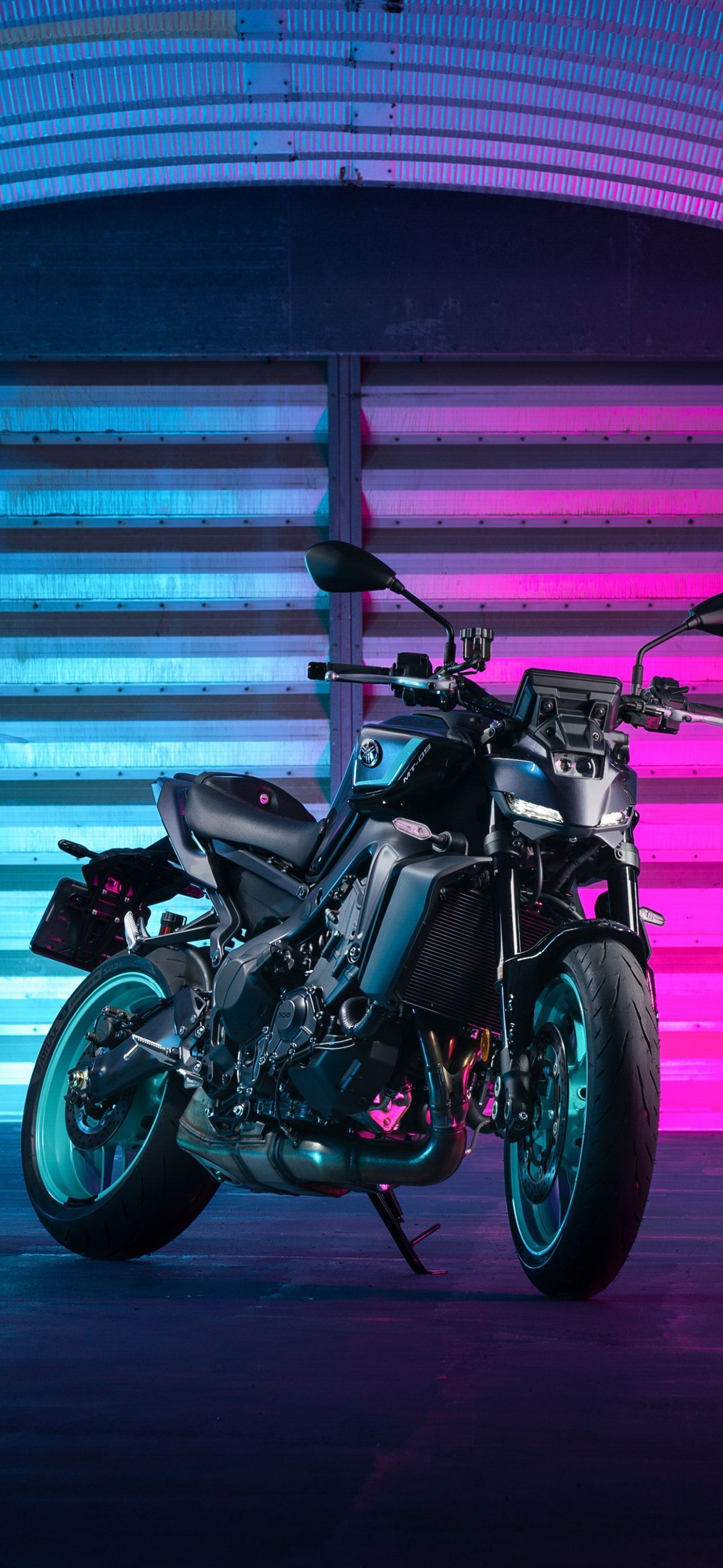 1290x2796 Neon Yamaha MT 09 2024 5K Wallpaper