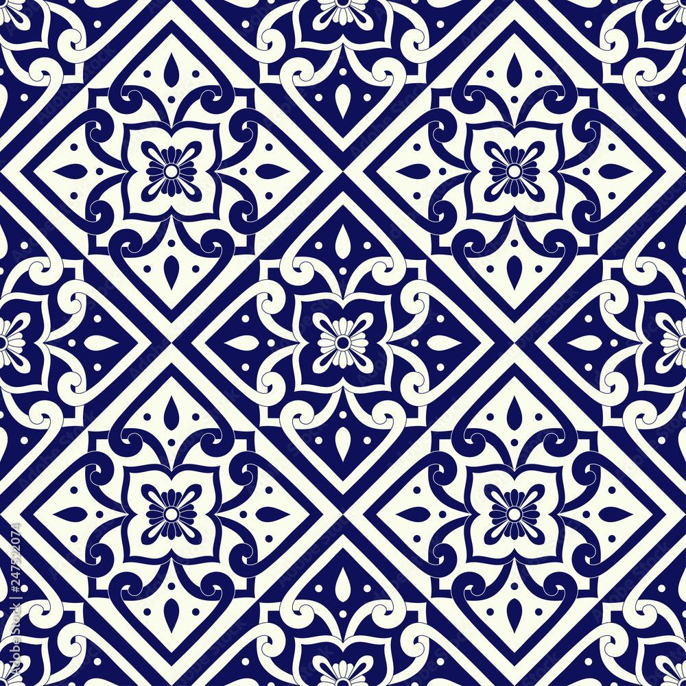 1000x1000 Mexican tile pattern vector seamless