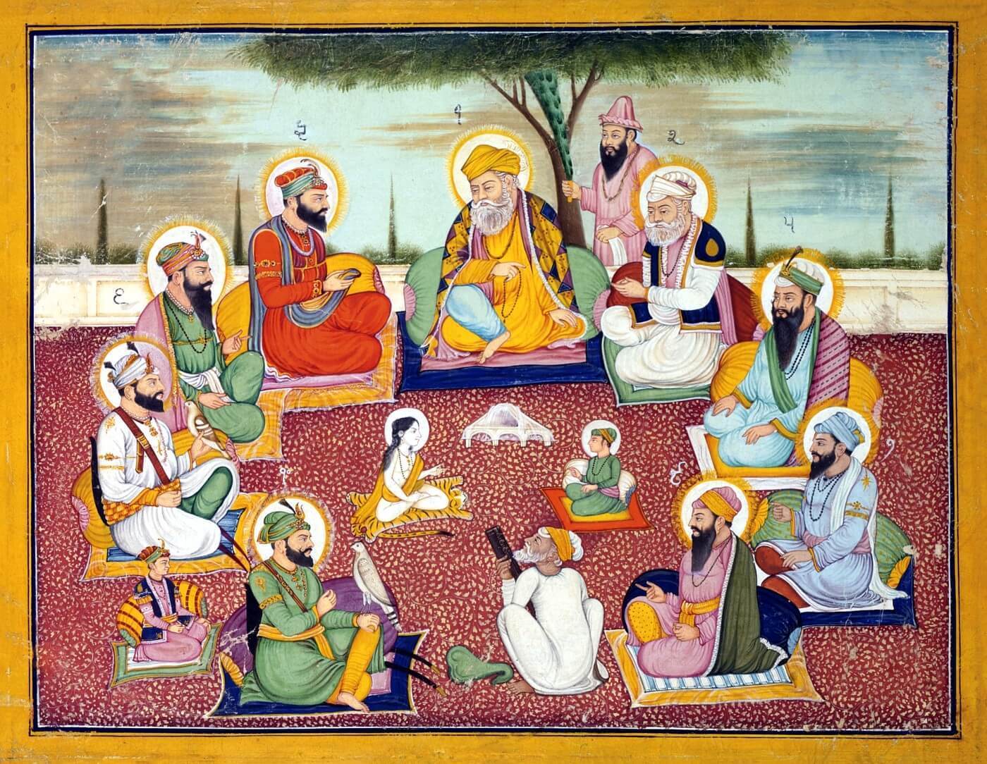 1400x1084 The Ten Holy Sikh Gurus with Guru Nanak
