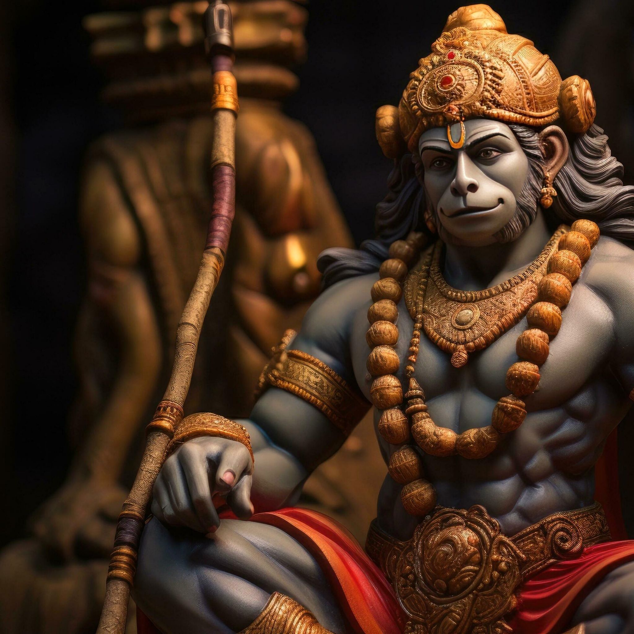 2048x2048 Lord Hanuman Wallpaper 4K, AI art