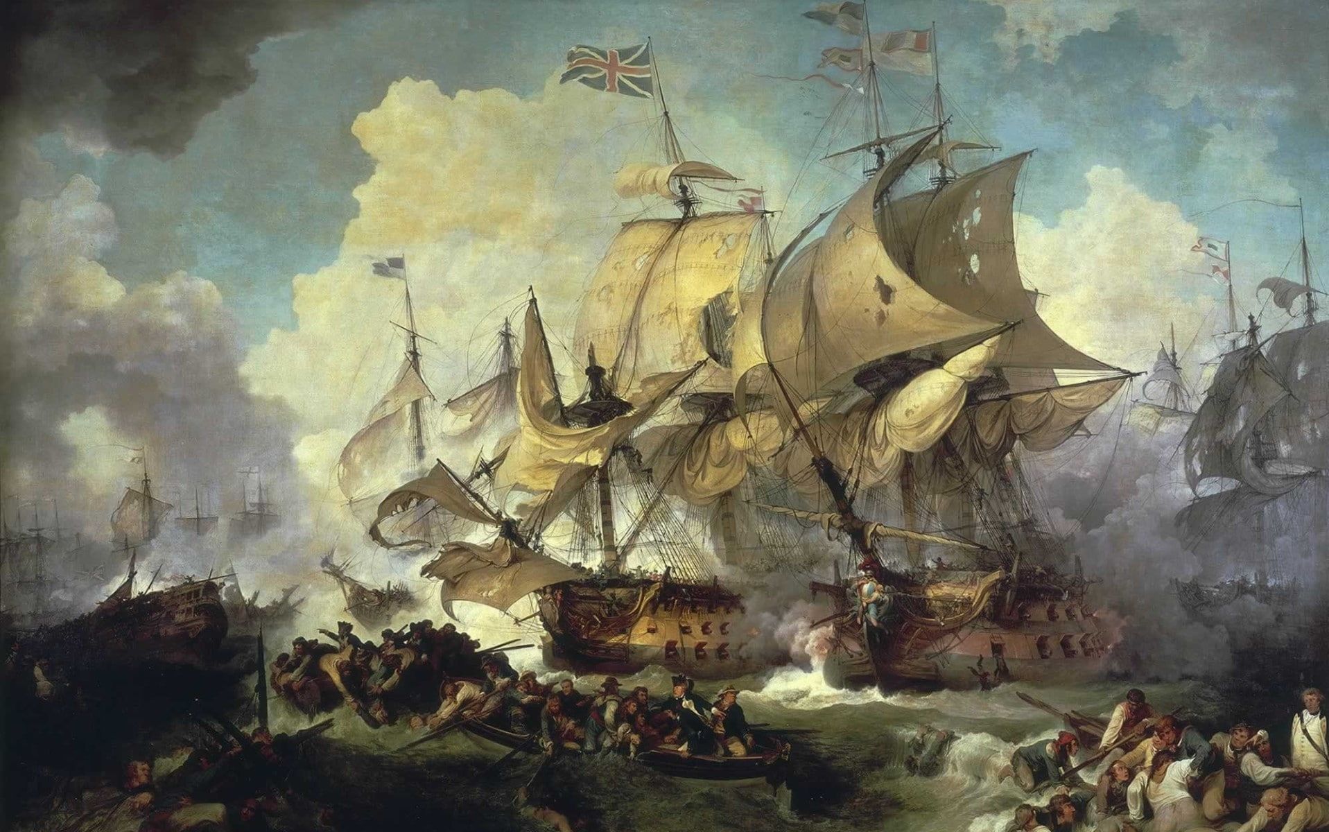 1917x1200 boat, ship, naval battles, painting