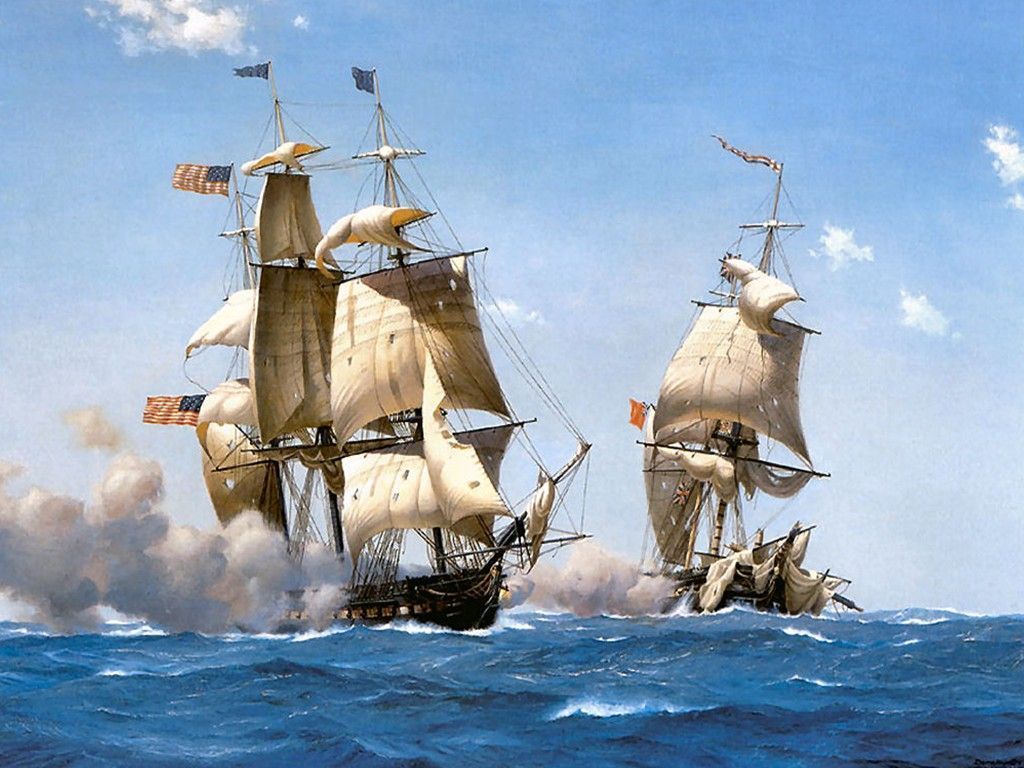 1024x768 Paintings of historical naval battles!