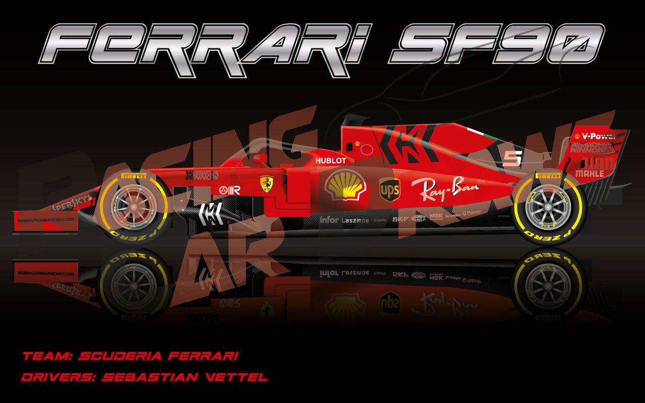 1280x800 Wallpaper Ferrari SF90 n.5 2019 with drivers Sebastian Vettel