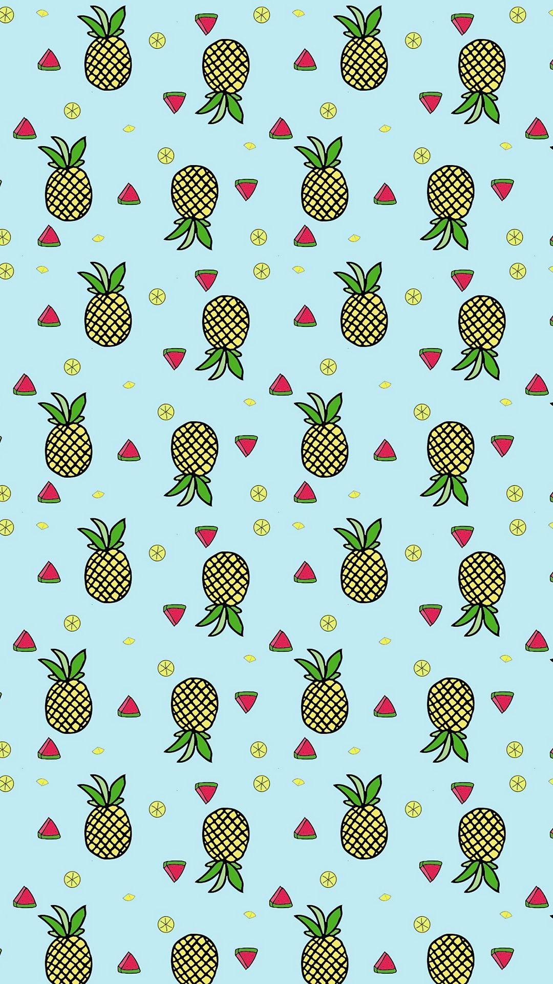 1080x1920 Download wallpaper 1080x1920 pattern, fruit, tropical, pineapple