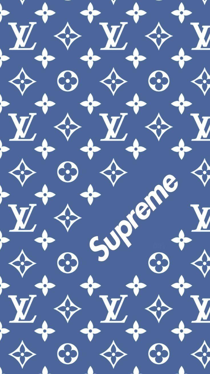 736x1309 Louis Vuitton X Supreme Pattern Wallpaper iPhone