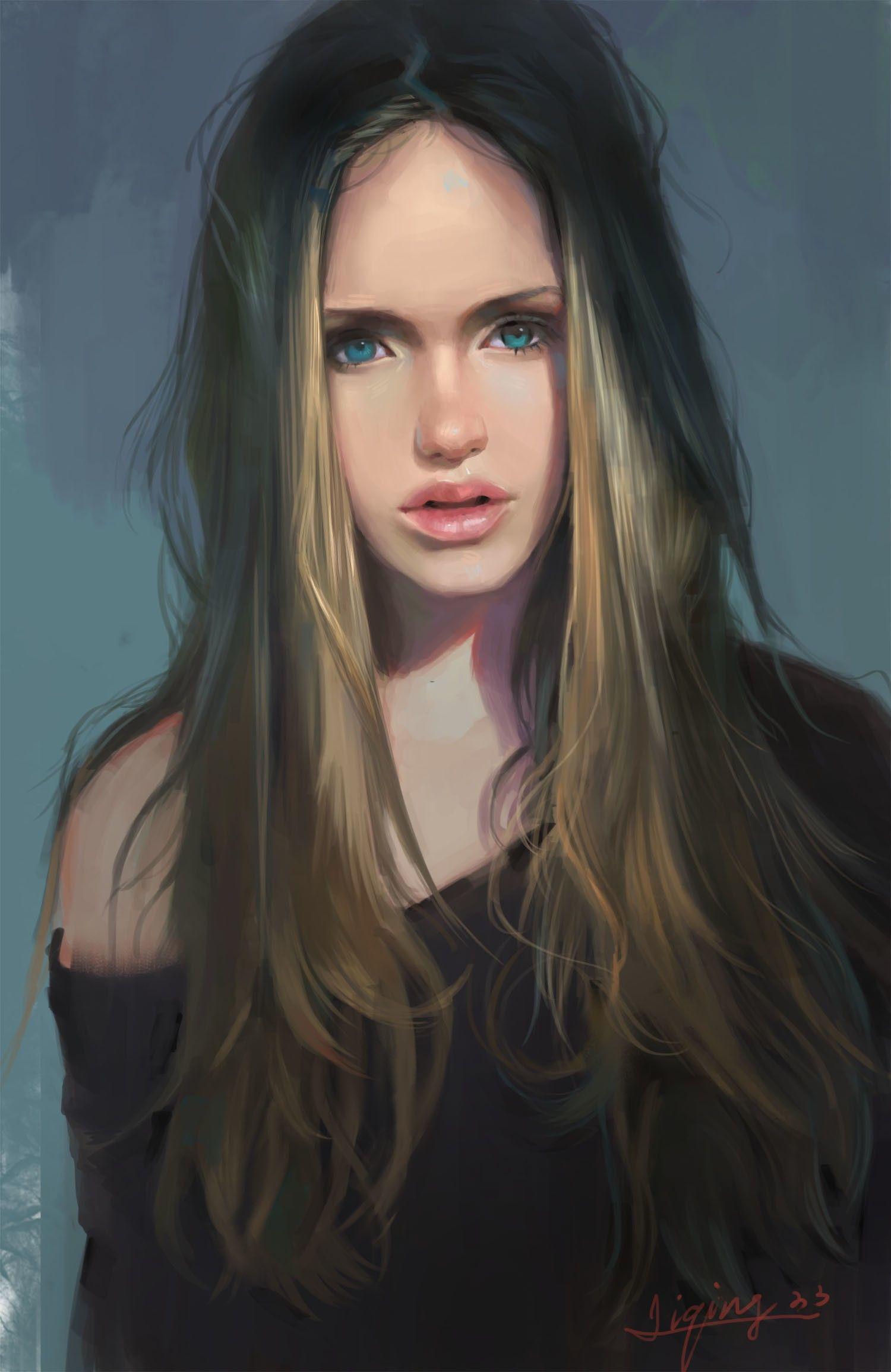1500x2312 women draw, Blonde, Artwork Wallpaper HD / Desktop