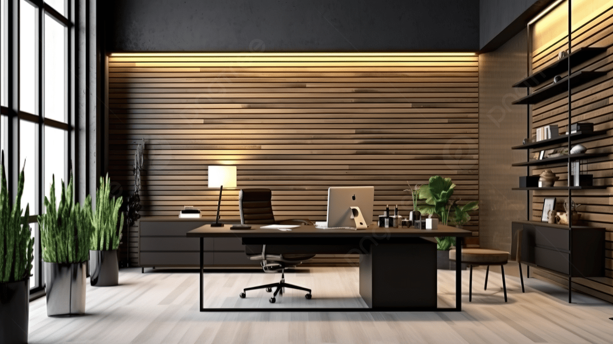 1200x673 3D Rendering Of A Stylish Office Space