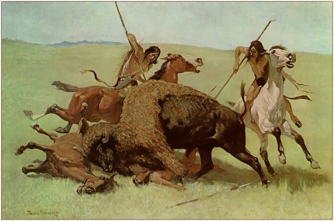 1151x760 Frederic Remington : The Buffalo Hunt 1890
