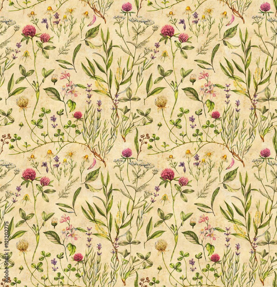 965x1000 Vintage watercolor seamless botanical