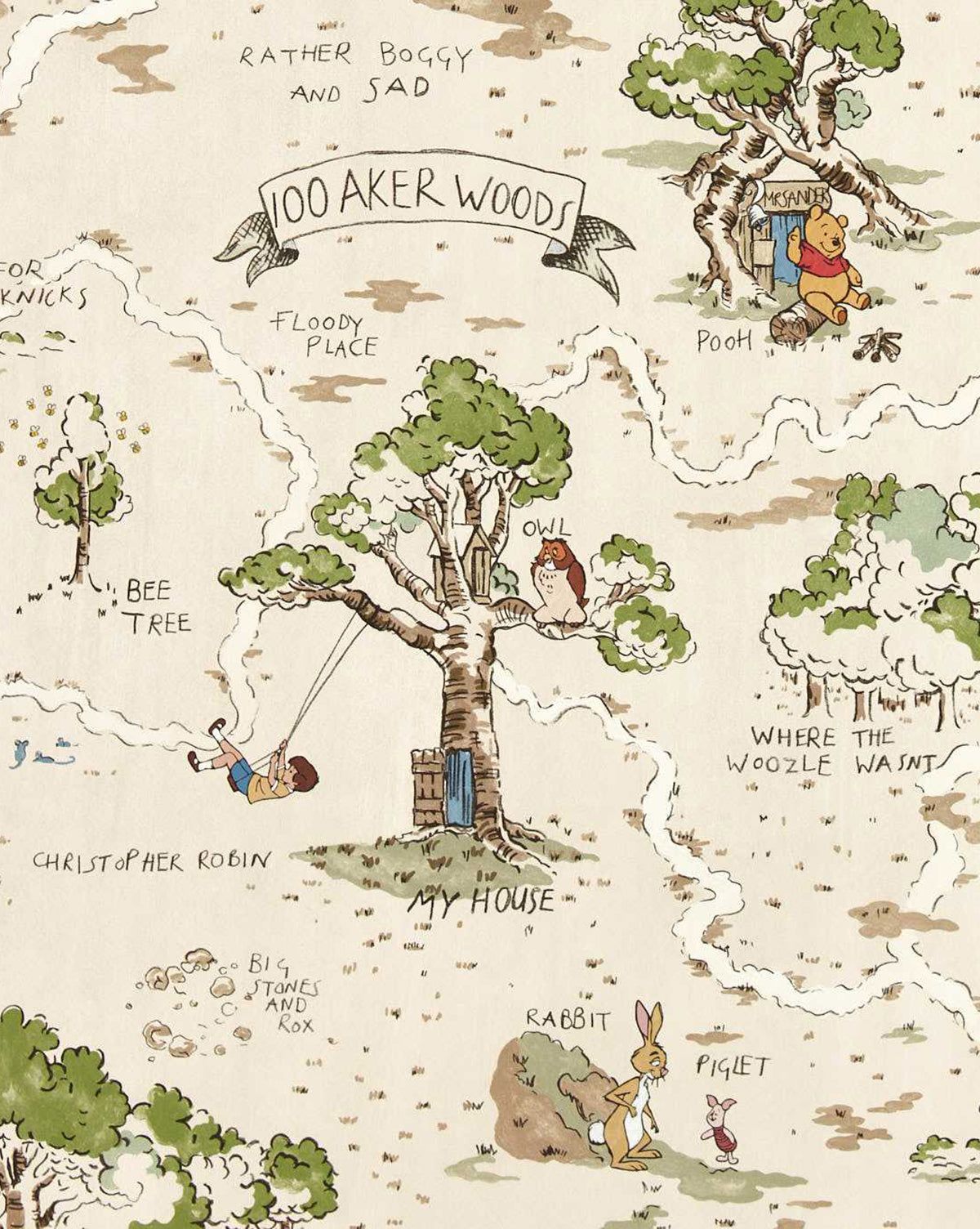 1200x1504 Sanderson Hundred Acre Wood Wallpaper
