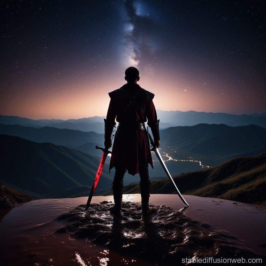 1024x1024 Man in Mud: A Grimdark Night. Stable