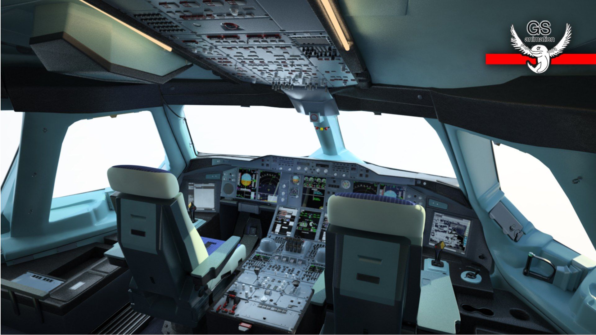 1920x1080 3D Model Airbus Flight Deck