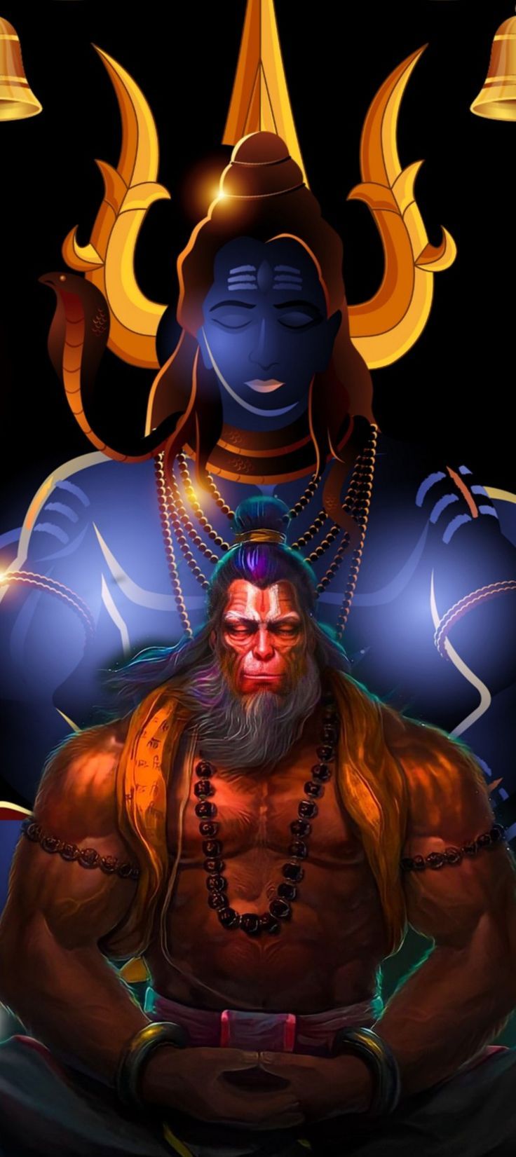 736x1651 Shiva and hanuman together