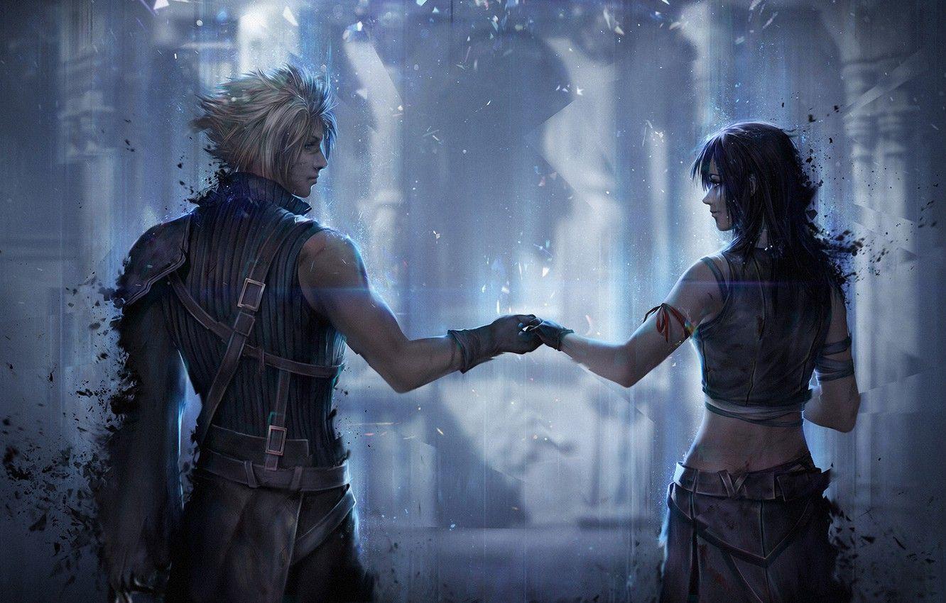 1332x850 Wallpaper girl, guy, ff cloud strife, art, tifa lockhart, final fantasy - for desktop, section игры