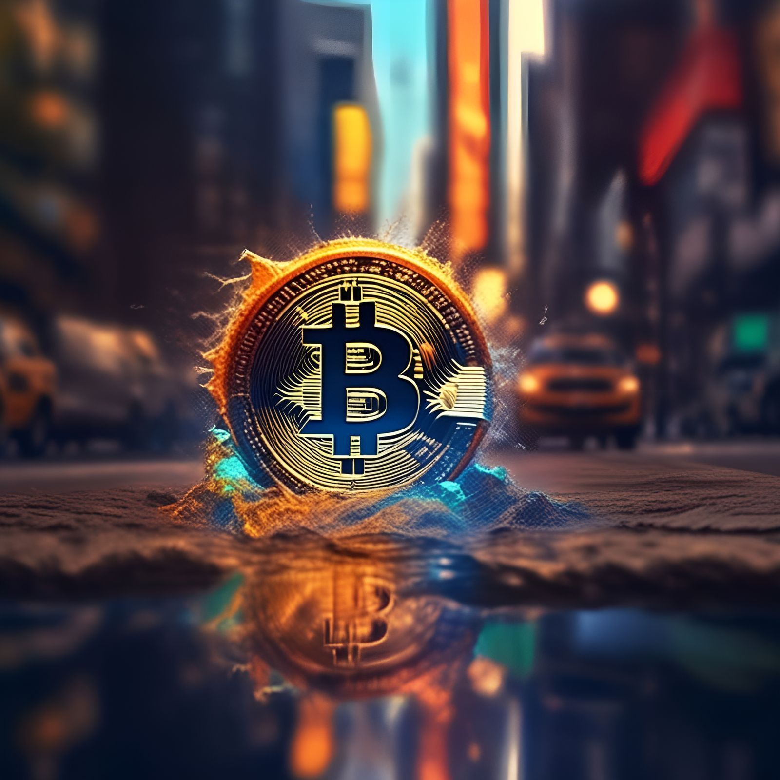 1600x1600 bitcoin logo as light sign in new york