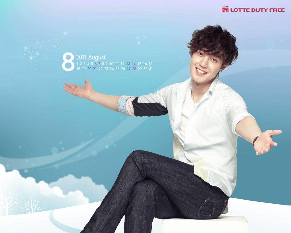 1024x819 Kim Hyun Joong Lotte Duty Free August Calendar Wallpaper