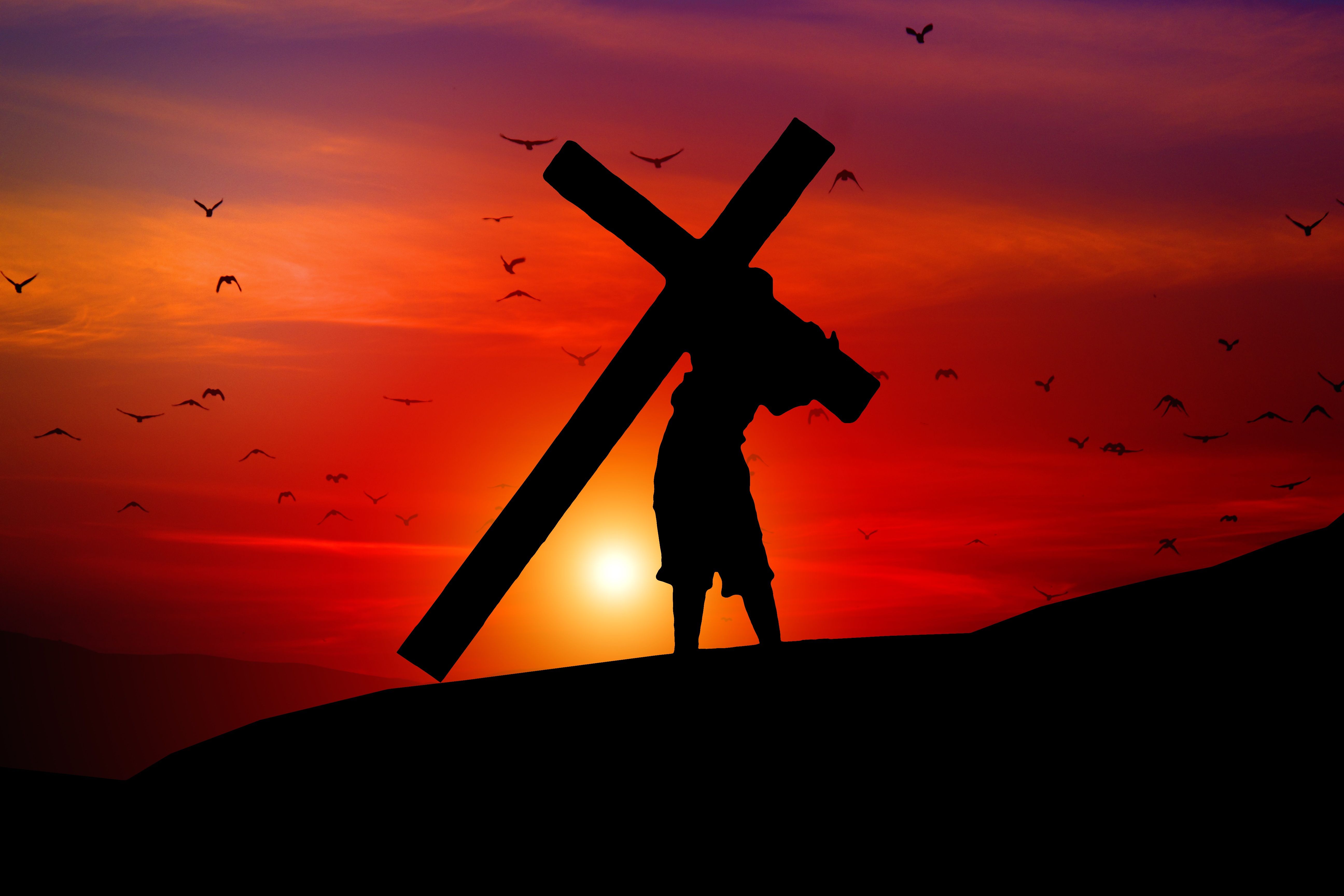 5184x3456 Jesus Cross Wallpaper 4K, Sunset