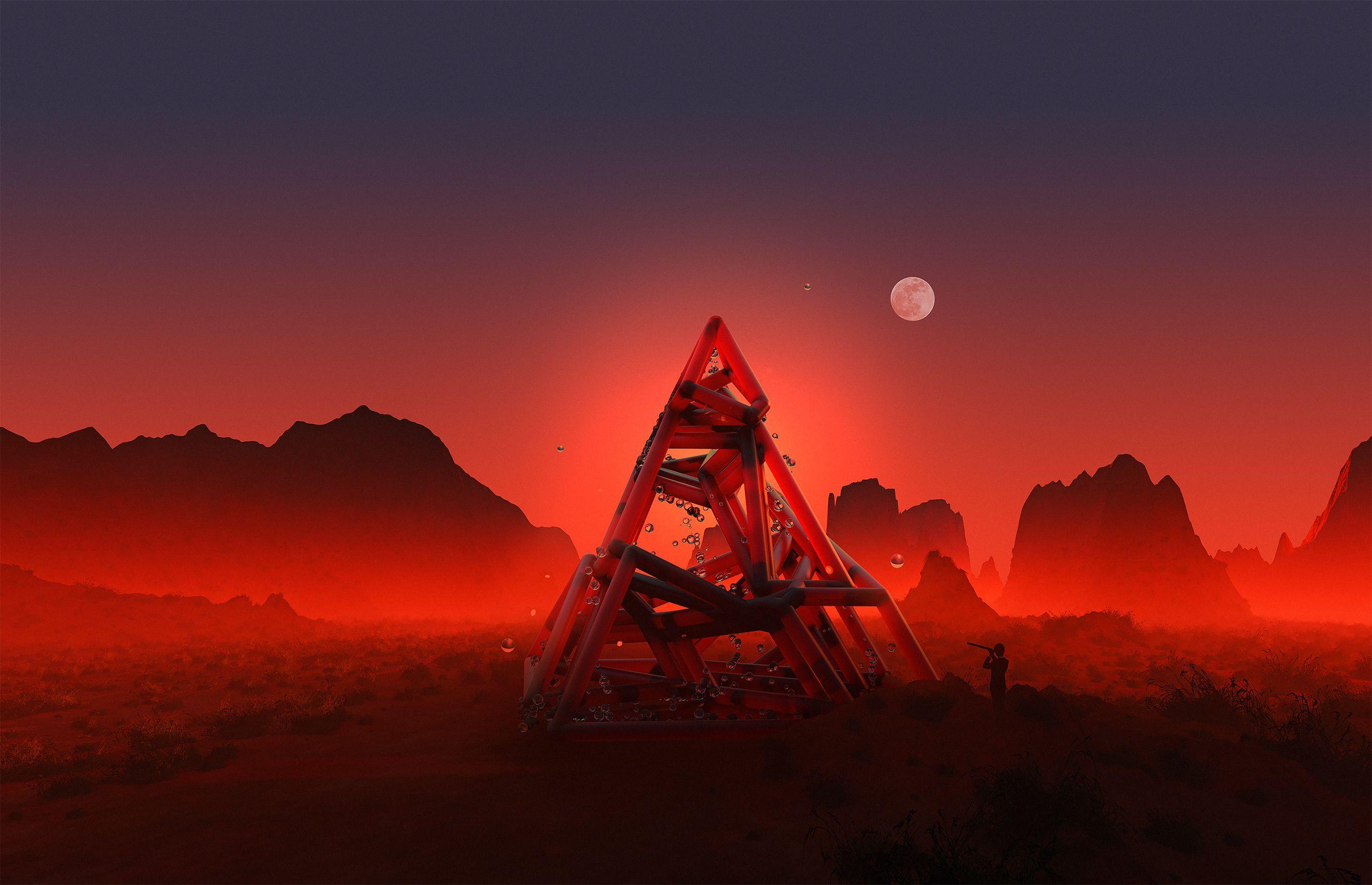 2560x1652 Hipster wallpaper. Beautiful shades of red and sky with some magic