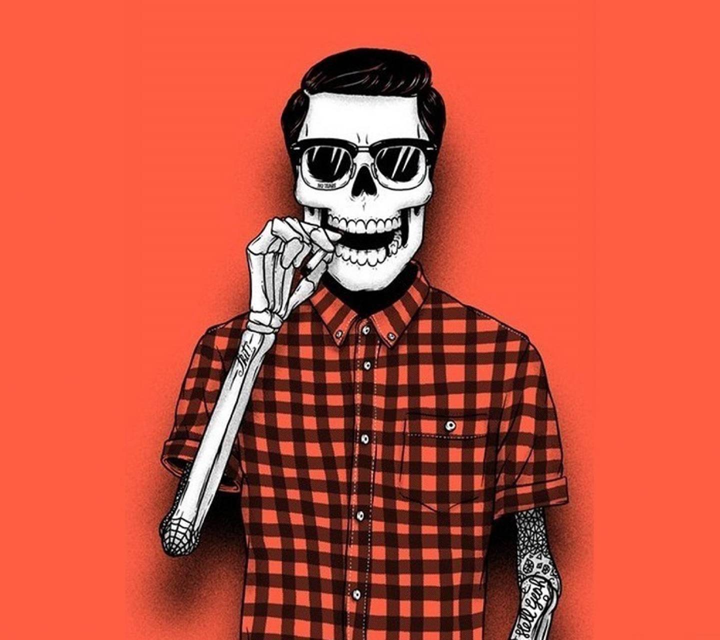 1440x1280 Skull hipster wallpaper