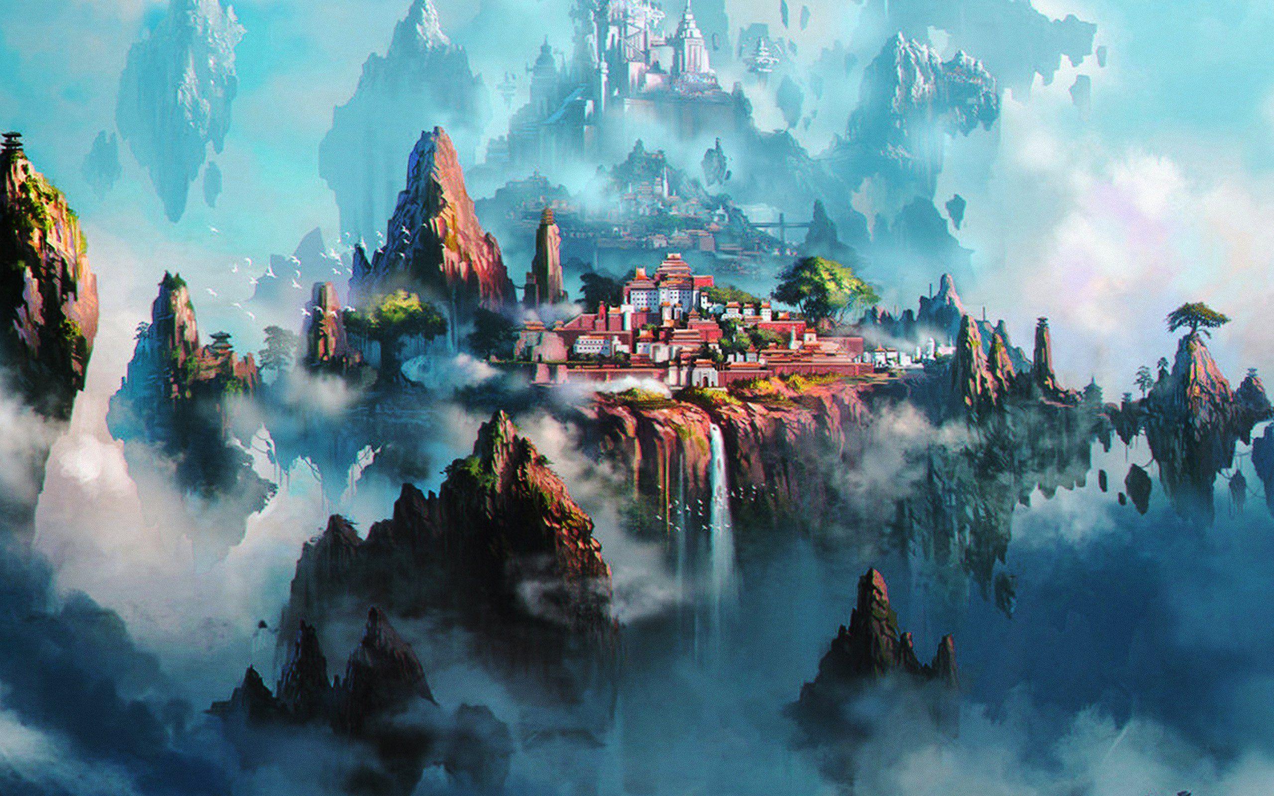 2560x1600 Thị trấn trên mây Ảo ảnh Anime Liang Xing Minh họa Nghệ thuật