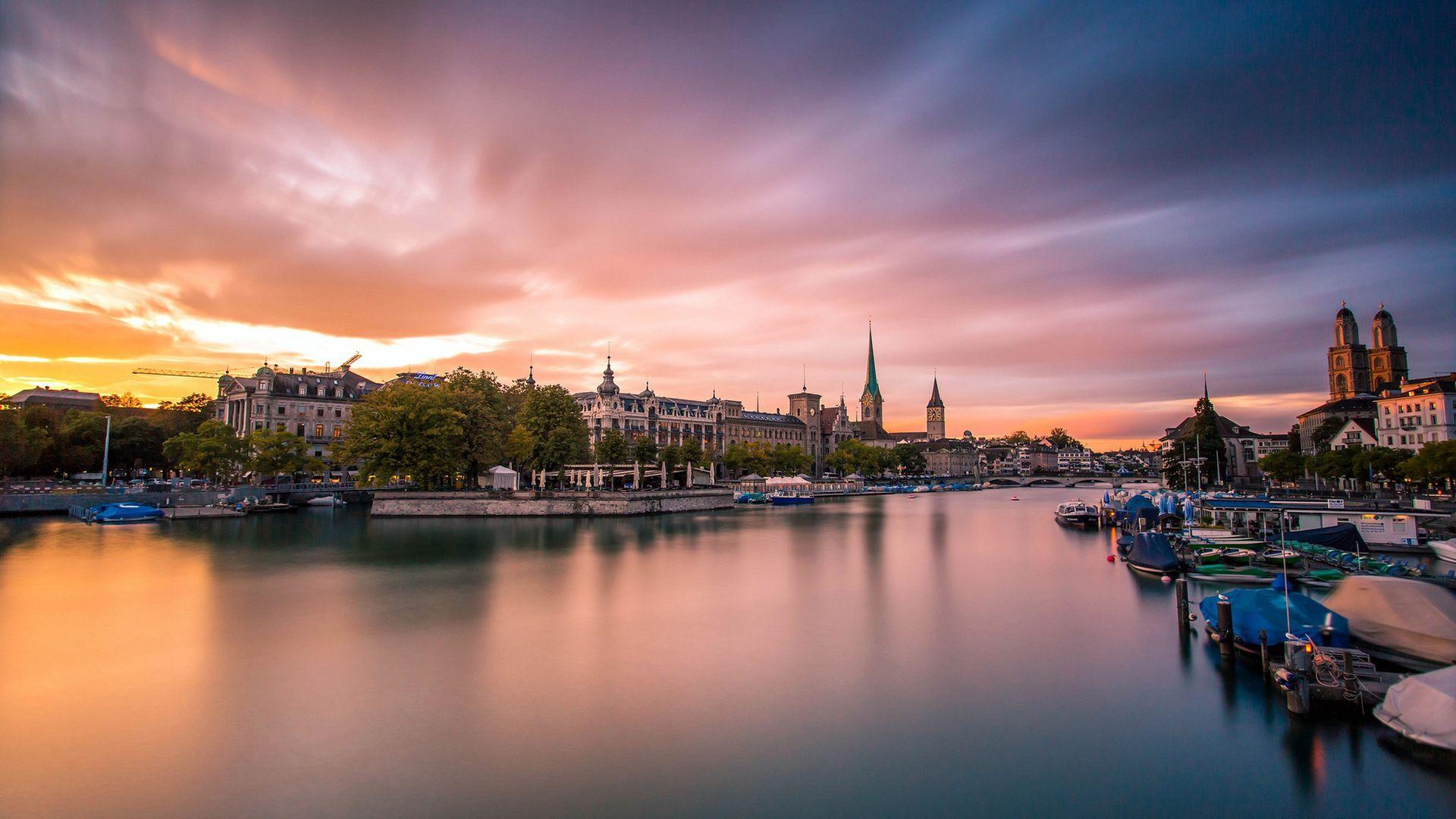 1920x1080 schweiz, city, evening, z__rich, zurich